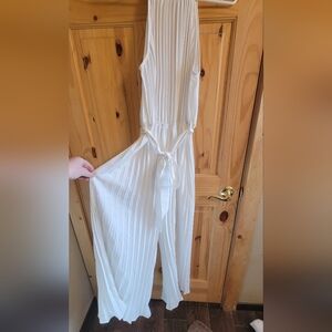 Elegant White Pleated Jumpsuit